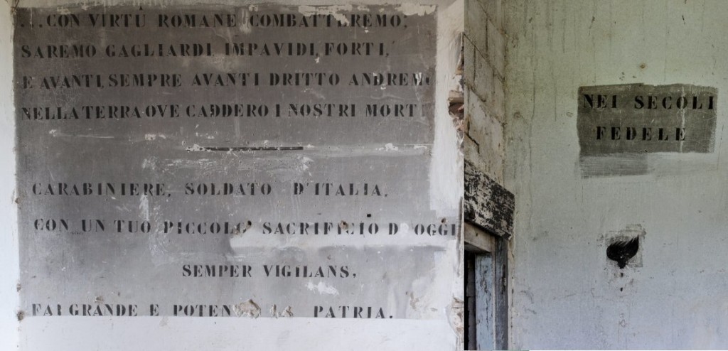 Alcune scritte ancora presenti all'interno dellapalazzina del corpo di guardia